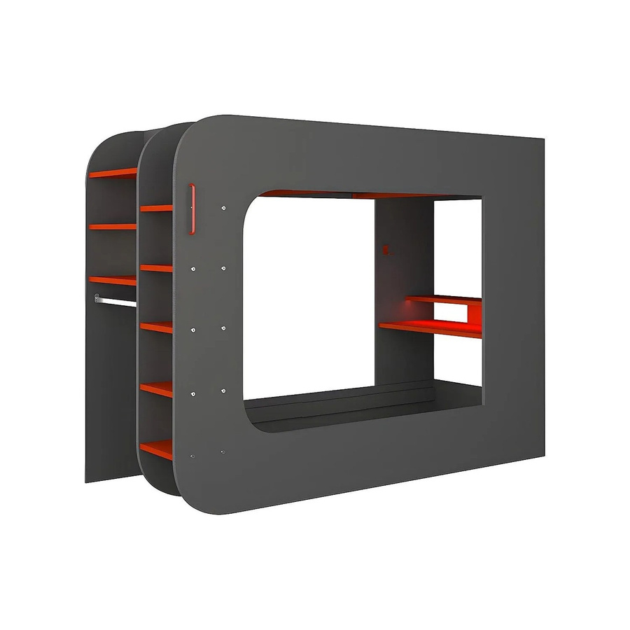 Vente-unique Gaming Hochbett Warrior in Anthrazitgrau, Höhe: 238,1 cm, B/T: 90 x 200 cm - Bild 2