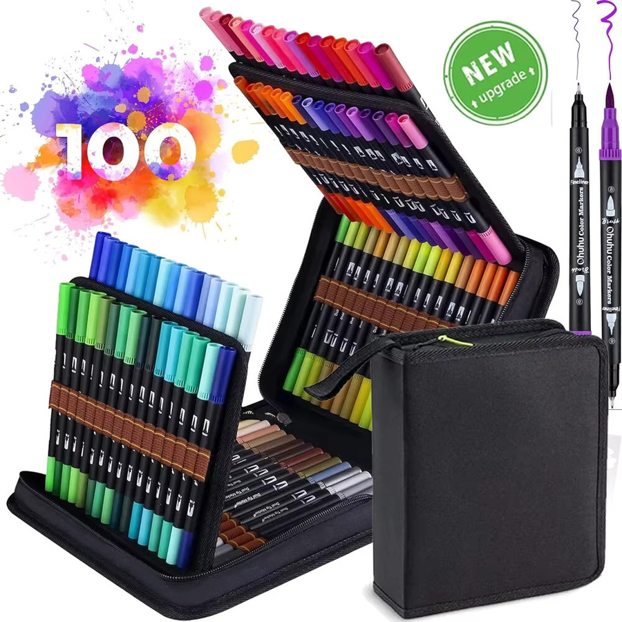100-teiliges Pinselstift-Set mit doppelseitigen Filzstiften in Multicolour für Handlettering, Manga und Malbücher - Bild 8