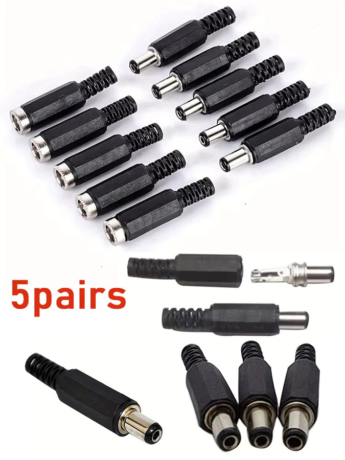 10 Paare DC-Stromstecker und Buchsen 5,5x2,1mm Schweißverbinder Set in Schwarz - Bild 6