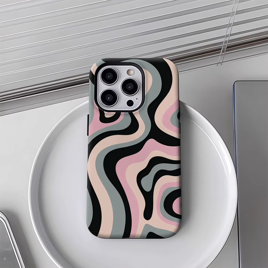Potdemiel Blush Swirl Handyhülle für iPhone 17 16 15 14 13 Pro Max Plus, magnetische robuste Einzel- und Doppelschicht-Hülle, Multicolour - Bild 4