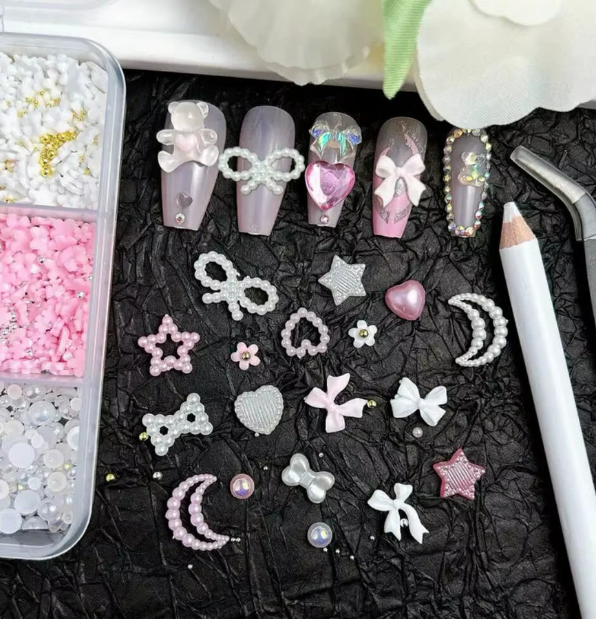 MAFANAILS Nagel Charms Perle Schleife Stern Mond, Glänzend - Bild 4