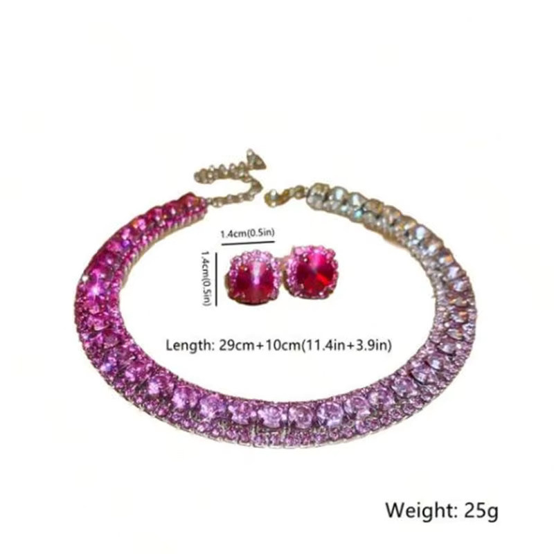 FYUAN Schmuck-Set, Halskette, Ohrringe, Kristall, Bunt, Damen - Bild 2