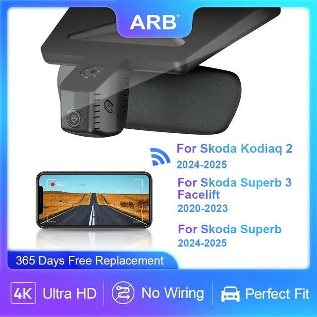 ARB 4K Dashcam im OEM-Look für Skoda Kodiaq 2 (2024-2025), Superb 3 Facelift (2020-2023) und Superb (2024-2025), Schwarz - Bild 1