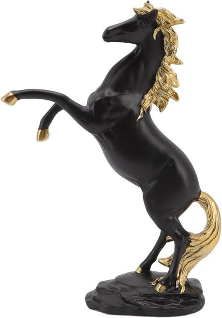 Dekorative Pferdeskulptur von OutsideWorld als Glücksbringer in Schwarz und Gold aus Harz - Bild 1