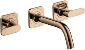 Hansgrohe Axor Citterio Waschtischarmatur Fertigset, 3-Loch-Armatur für das Waschbecken, Wandmontage, Farbe: Roségold, Ausladung: 16,6 cm - Bild 1