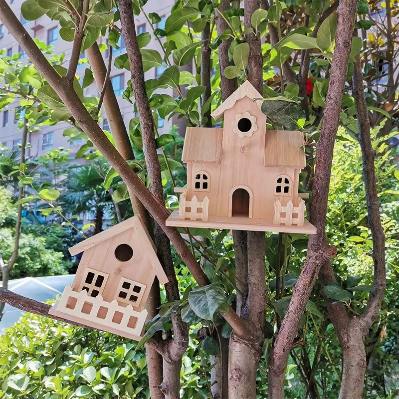 Kemorela Hängendes Vogelhaus aus Holz in Braun für Kolibris, Kardinäle und Blaumeisen - Bild 4