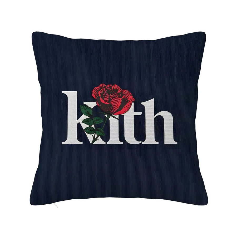 Kissenbezug K-KITH aus organischem Leinen mit doppelseitigem Druck, quadratisch, Weiß und Blau, B/T/H: 30 x 30 x 30 cm - Bild 5