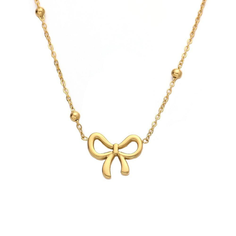 Halskette mit Schleifenanhänger, Gold, Damen - Bild 1