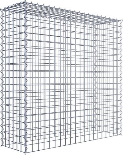 Gabiona Anbaukorb Typ 3 aus Stahl, silbergrau, B/T/H: 100 x 100 x 30 cm, Maschenweite: 5 x 5 cm - Bild 1