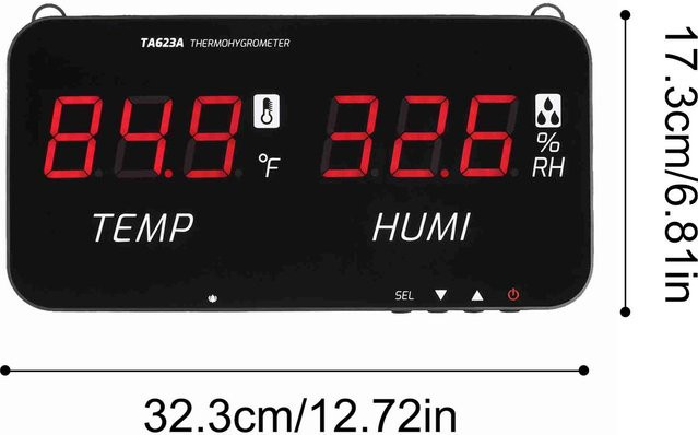 Painter Intelligentes Temperatur-Feuchtigkeitsmessgerät mit LED-Digitalanzeige, Wandmontiertes digitales Thermometer Hygrometer, schwarz - Bild 1
