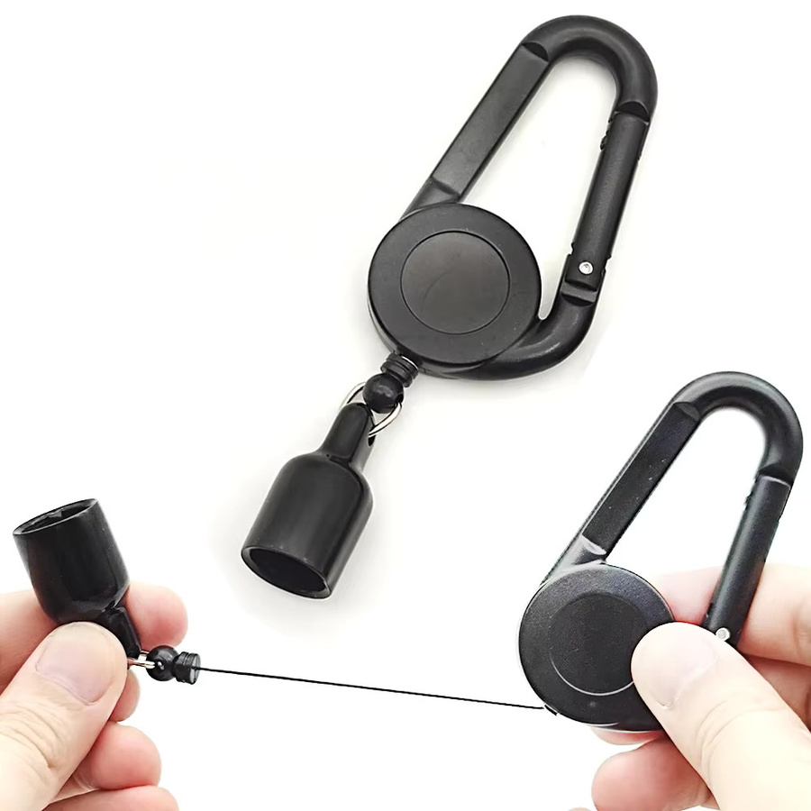 Versenkbare Feuerzeughalter Hülse mit Karabiner Clip in Schwarz - Bild 3