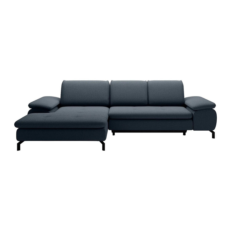 Vente-unique Schlafsofa Archibald in Blau mit L-Form und Armlehnen - Bild 2
