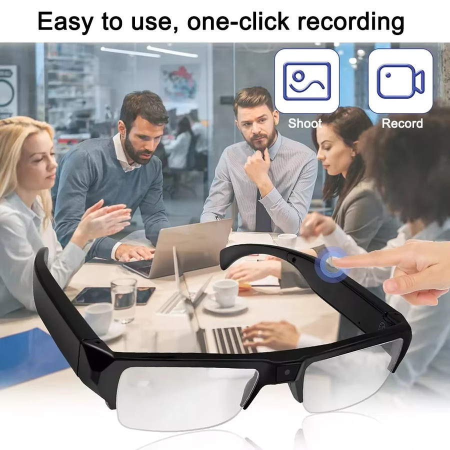DIXSG Mini Kamera Brille mit HD 1080P Videoaufnahme in Schwarz für Meetings und Sport - Bild 4