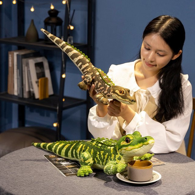YUZHINUO Alligator Plüschtier, Simulation Krokodil Puppe, Grün, 50/70 cm - Bild 1