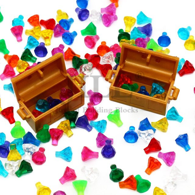 Jile MOC 30153 Mini Bricks Edelsteine 1x1 Facetten Diamanten in Lila und Bunt, 50 Stück Nachfüllpackung für DIY Spielzeug aus Kunststoff - Bild 1