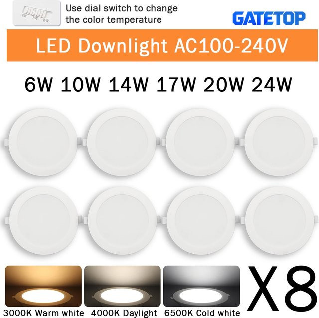 8 Stück LED-Einbauleuchten Set in Weiß, runde LED-Deckenspots mit CCT-Funktion für Warmweiß und Kaltweiß, AC100-240V Einbau-Downlights - Bild 1