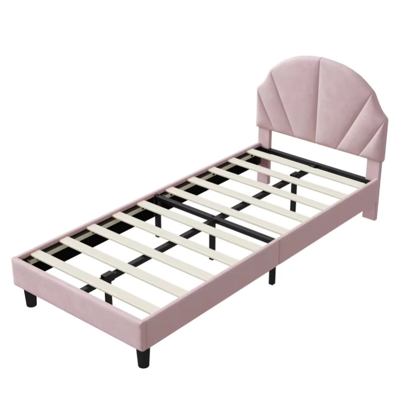 Rosahqnda Einzelbett für Kinder in Beige, gepolstertes Kinderbett mit verstellbarem Kopfteil und Lattenrost, B/T/H: 90 x 200 cm - Bild 3