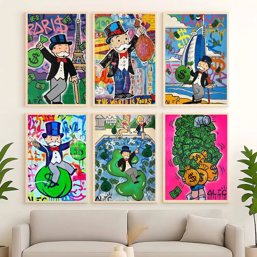 Alec Monopoly Inspiring Money Poster selbstklebender wasserfester Papieraufkleber Wanddekoration Multicolor - Bild 3