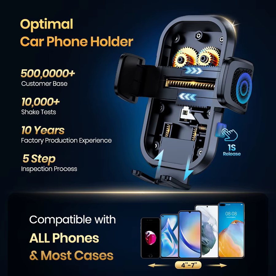 TOPK Autotelefonhalterung mit Metallhaken und Clip für die Lüftung, 360 Grad Rotation, Universal für iPhone, Schwarz - Bild 4