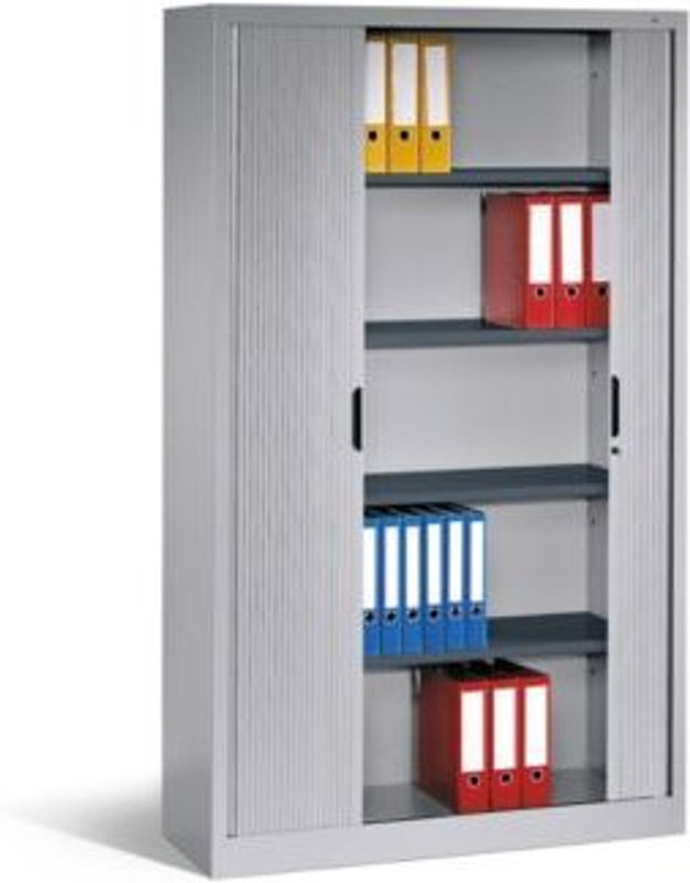 C + P Omnispace Rollladenschrank aus Stahl und Kunststoff, Lichtgrau, mit 5 höhenverstellbaren Ordnerhöhen und Schloss, H x B x T: 198 x 120 x 42 cm - Bild 2