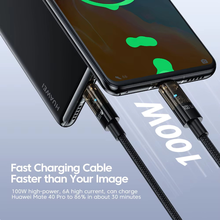Toocki USB-A auf USB-C Schnellladekabel 100W/6A PD in Schwarz, Länge: 2 m - Bild 2