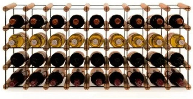 PROREGAL Modulares Weinregal Vinotega Mod Metal aus massivem Kiefernholz, Braun geölt, H x B x T: 42,5 x 92,5 x 24,5 cm - Bild 1