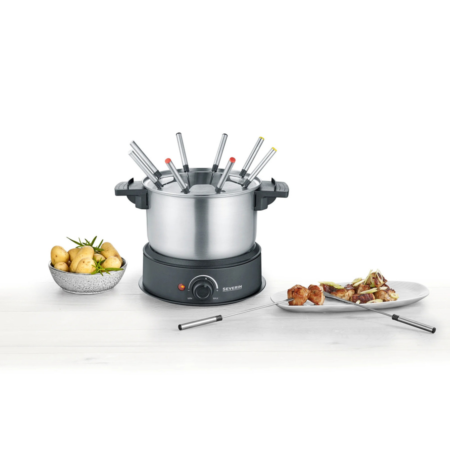 Severin Fondue-Set FO 2470 in Edelstahl und Schwarz mit 1500W und 8 Fonduegabeln - Bild 3
