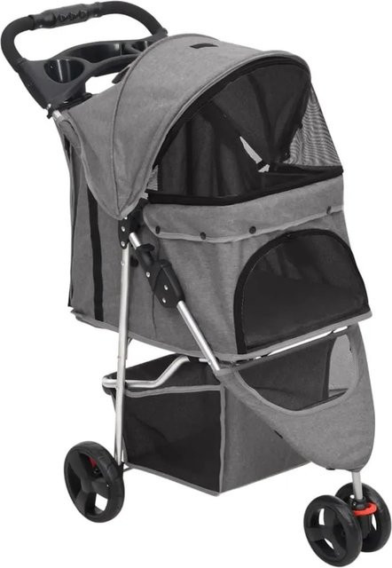 vidaXL Hundewagen faltbar Grau aus Oxford-Gewebe und Stahl B/T/H: 80 x 46 x 98 cm - Bild 1