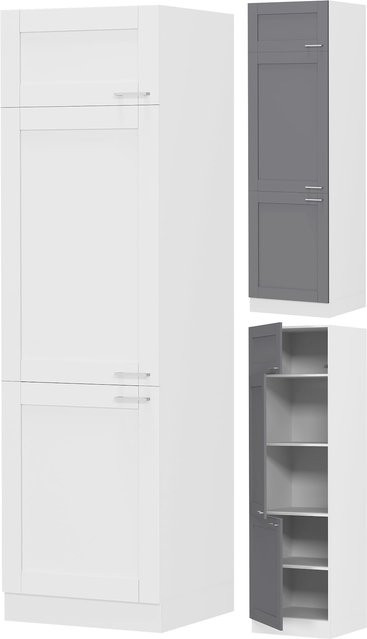 VCM Küchenschrank Colura in Braun im Landhaus Stil mit drei Drehtüren und vier Fachböden, H x B x T: 207 x 60 x 57 cm - Bild 1
