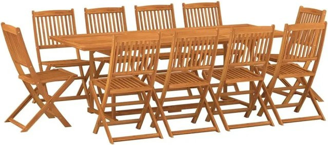 vidaXL 11-teilige Garten-Essgruppe aus Akazien-Massivholz in Braun, B/T/H: 220 x 90 x 75 cm - Bild 1