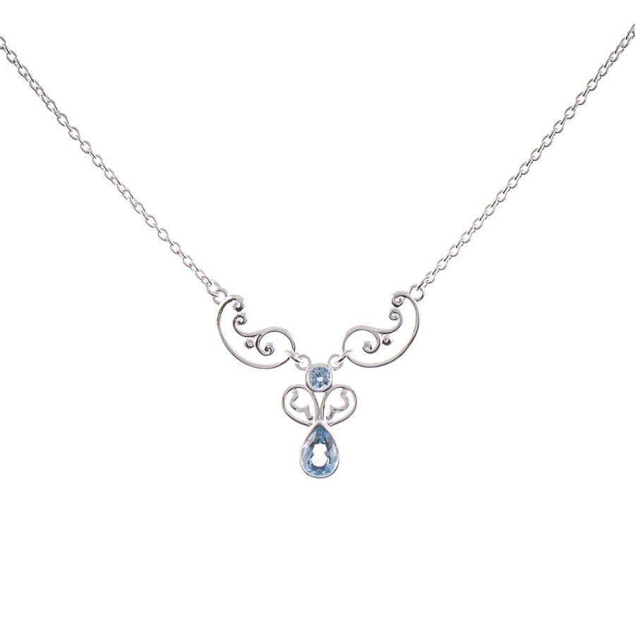 Collier 925 Silber, Zirkonia, hellblau - Bild 1