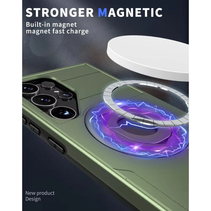 Robuste 2-in-1 Sturzsichere Hülle für Samsung Galaxy S25 Ultra S24 FE S23 S22 Plus mit magnetischem Ring-Ständer in Schwarz - Bild 3