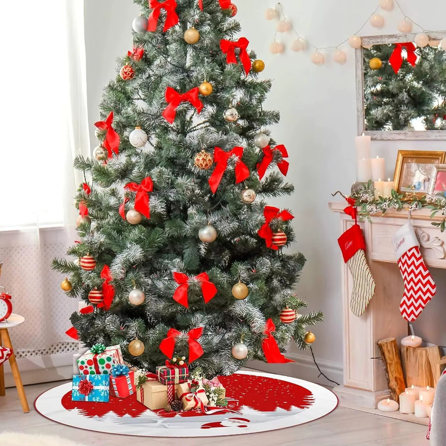VIKAMA Weihnachtsbaumrock mit Schneemann-Aufdruck in Rot und Weiß - Bild 4