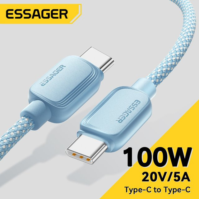 Essager USB Typ C auf USB C Kabel 100 W 5A PD Schnellladekabel in Weiß - Bild 1