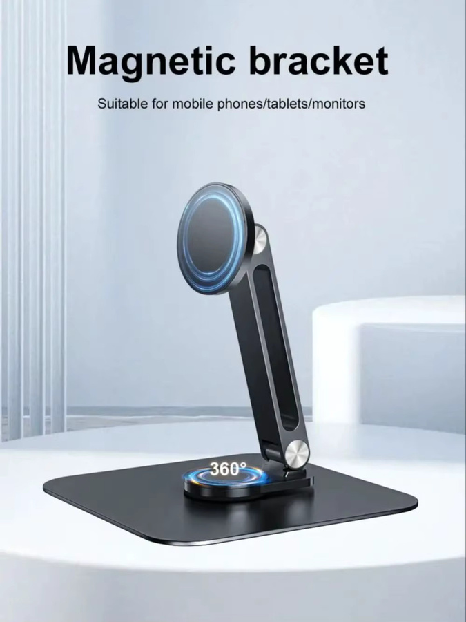 UNEW Magnetischer 360 Grad Drehbarer Monitorständer aus Metall in Schwarz für Tablets und Smartphones von 7 bis 21,5 Zoll - Bild 5