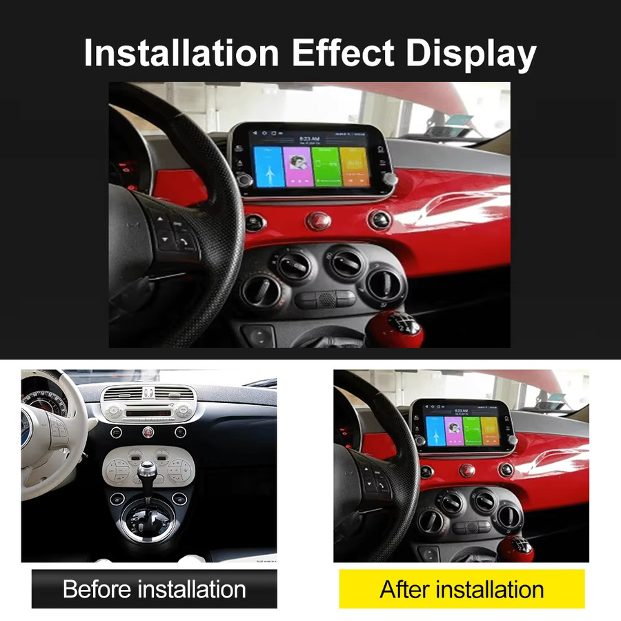 Android Auto Multimedia Bildschirm Stereo mit GPS Navigation und Rückfahrkamera Unterstützung für FIAT 500 Abarth 2007-2015 Auto Upgrade Kit - Bild 4