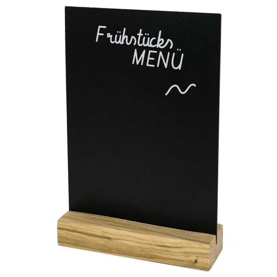 HMF Tischaufsteller Kreidetafel aus Acryl mit Holzfuß in Schwarz, DIN A5 - Bild 2
