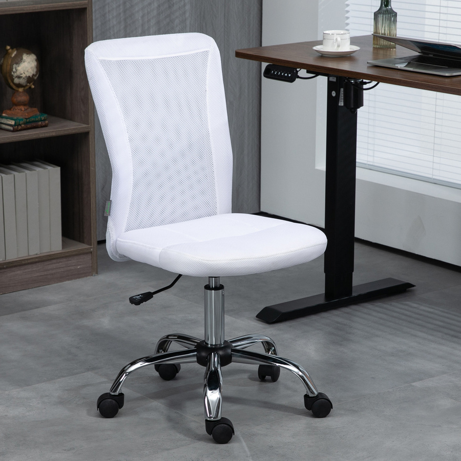 Vinsetto Ergonomischer Bürostuhl mit Mesh-Stoffbezug und verchromtem Gestell in Weiß von Aosom - Bild 2