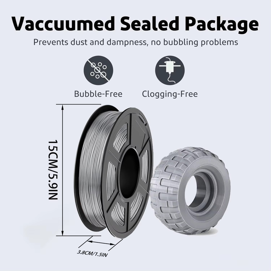 3D Maliang 95A-TPU Filament für FDM 3D-Drucker, 1,75 mm, Grau, 2 Rollen à 500 g (Gesamtgewicht: 1 kg) - Bild 2
