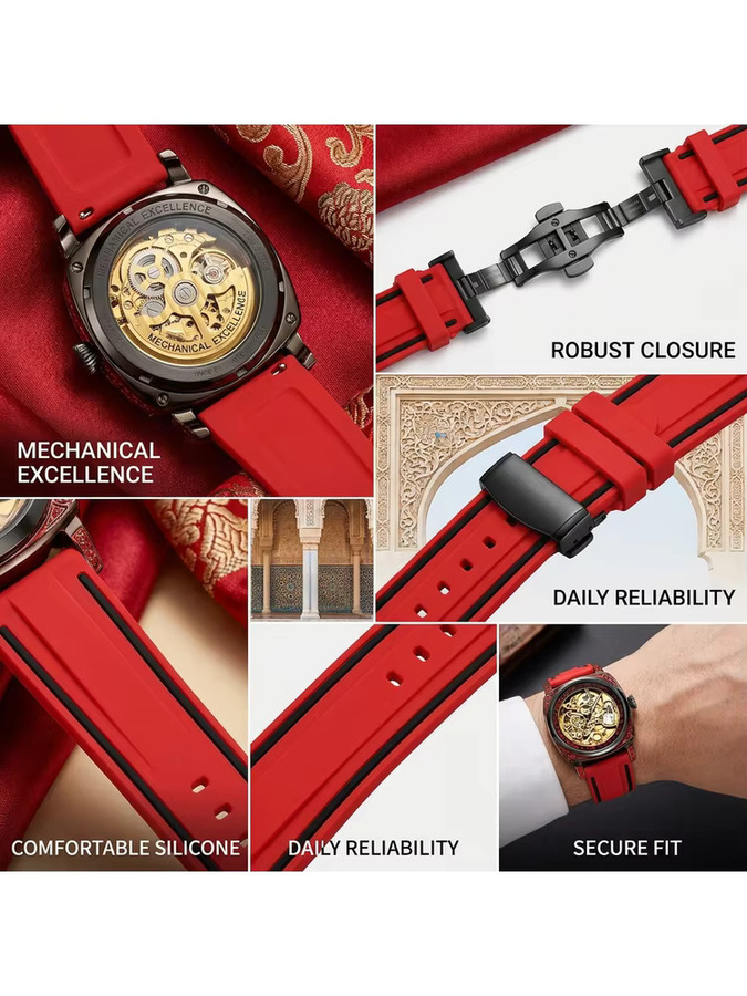 CAROTIF Armbanduhr, Automatik, Silikonarmband, Gold, Herren - Bild 5