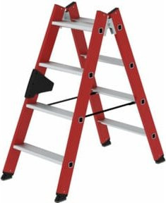 MUNK Kunststoff-Stehleiter beidseitig begehbar mit 2 x 4 Stufen in Rot - Bild 1