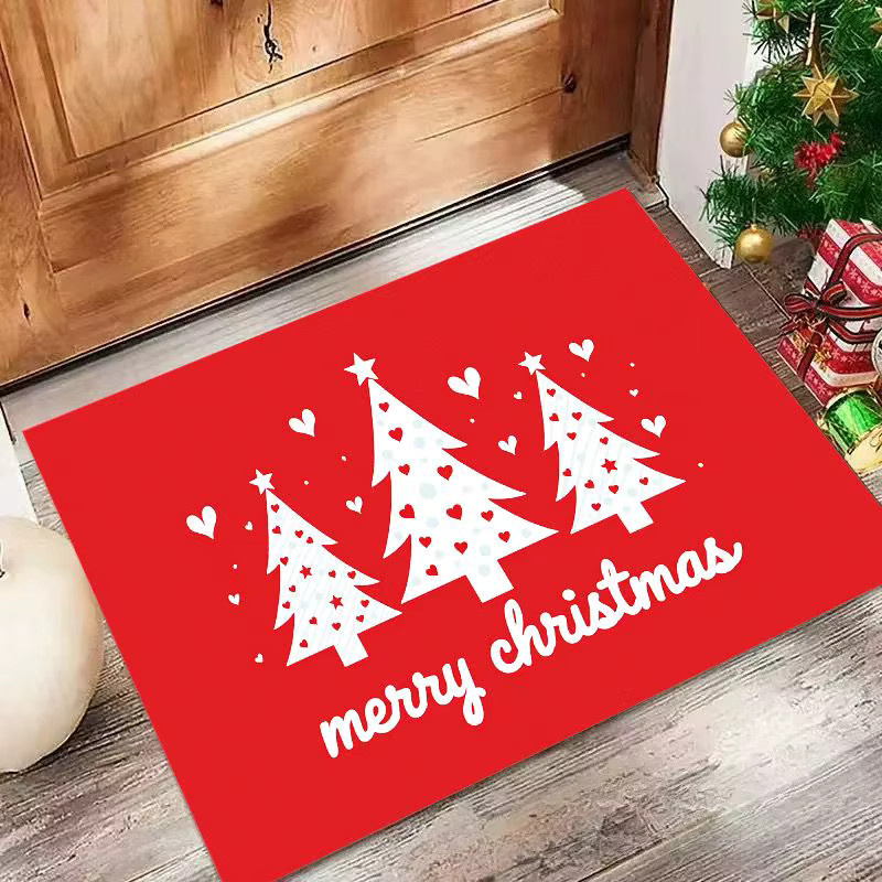 VIKAMA Weihnachts-Teppich mit Weihnachtsbaum-Motiv, rot, rutschfest und schmutzabweisend, B/T: 60 x 40 cm - Bild 3