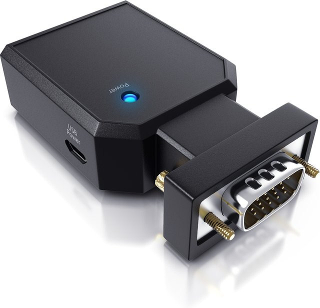 CSL VGA zu HDMI Konverter mit Audio über 3,5mm Klinke, 1080p Video-Konverter, Schwarz - Bild 1