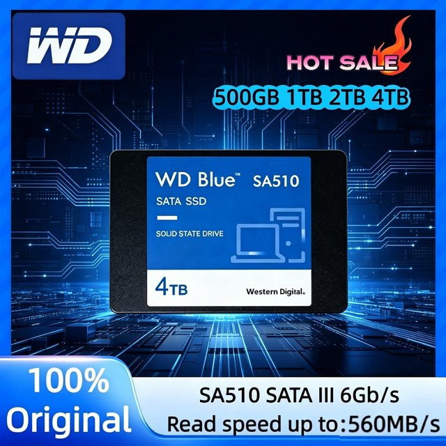 Western Digital WD Blue SA510 SSD interne Festplatte SATA 3.0 2,5 Zoll 500 GB Schwarz - Bild 1