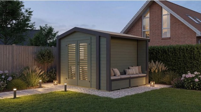 Weka Gartenhaus Killarney Satteldach Anthrazit-Grün B/T/H: 311 x 250 x 241 cm - Bild 1