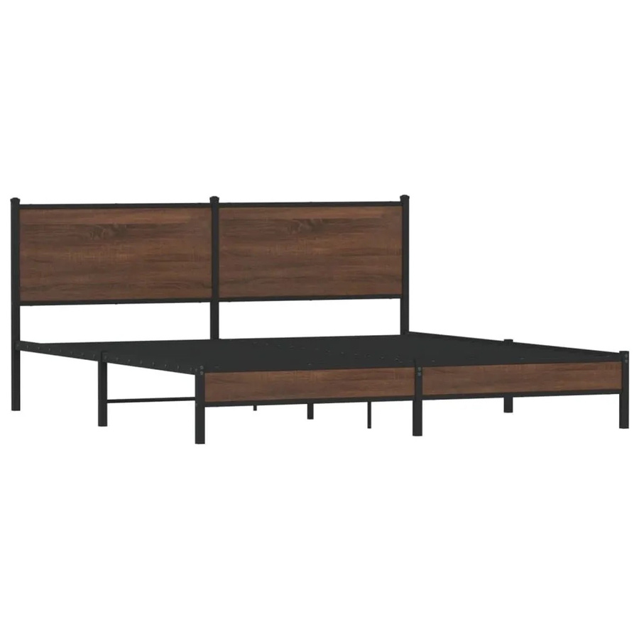 vidaXL Metallbett in Eiche Braun ohne Matratze B/T/H: 183 x 213 x 187 cm - Bild 2