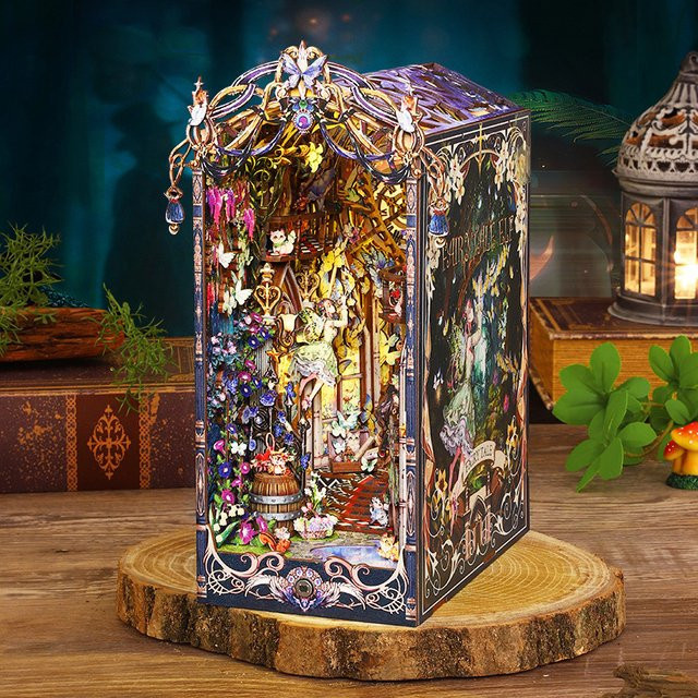 Battoom Magische DIY-Buchnischen-Bausätze, Miniatur-Puppenhaus, 3D-Puzzle, Holz, mit LED-Beleuchtung - Bild 1
