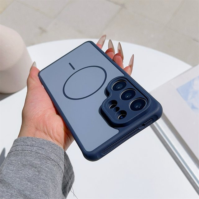 Matte Soft-Case MagSafe Handyhülle für Samsung Galaxy S26 Plus S25 S24 S23 Ultra Magnetische Stoßfeste Hülle in Silber - Bild 1