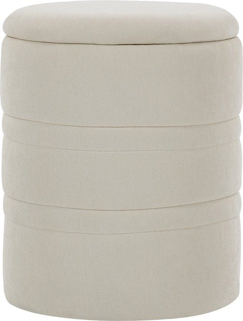 HOMCOM Aufbewahrungspouf beige, runder Chenille Fußhocker mit Deckel für Wohnzimmer, Schlafzimmer oder Diele, Durchmesser: 36,5 cm, Höhe: 46,5 cm - Bild 1