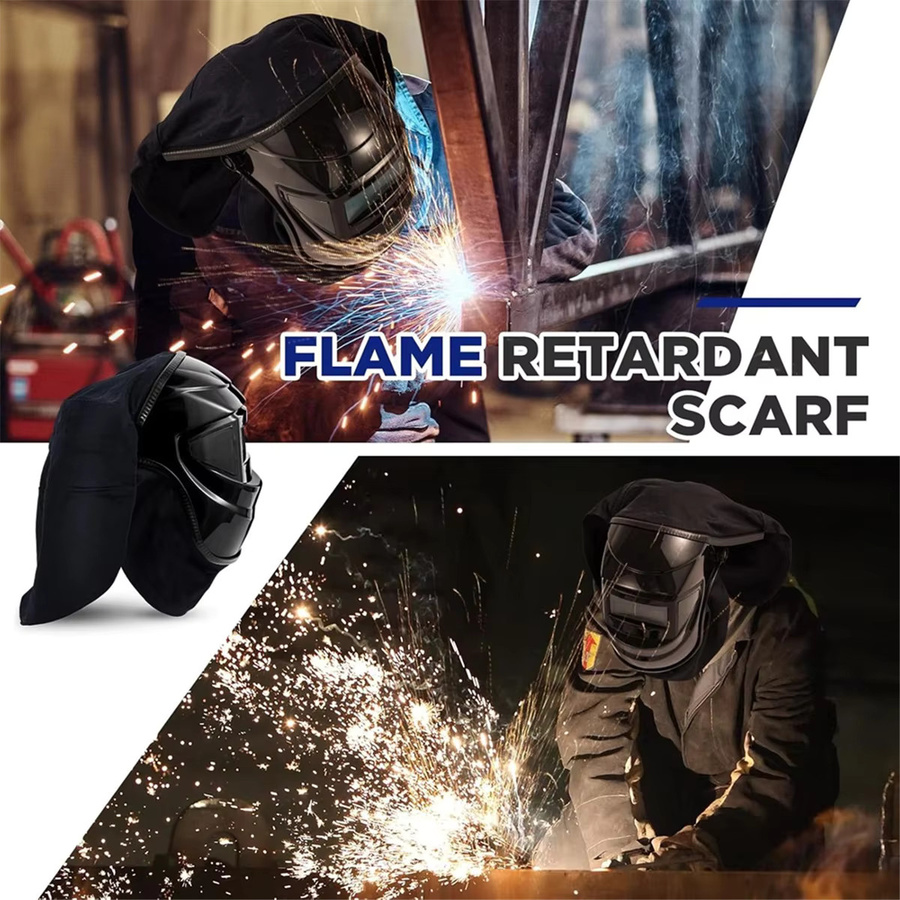 Supernew 2-teiliges Set aus Schweißhelm-Abdeckung und Helm-Lätzchen in Schwarz mit Press-Fit-Dichtung und Nackenschutz - Bild 4